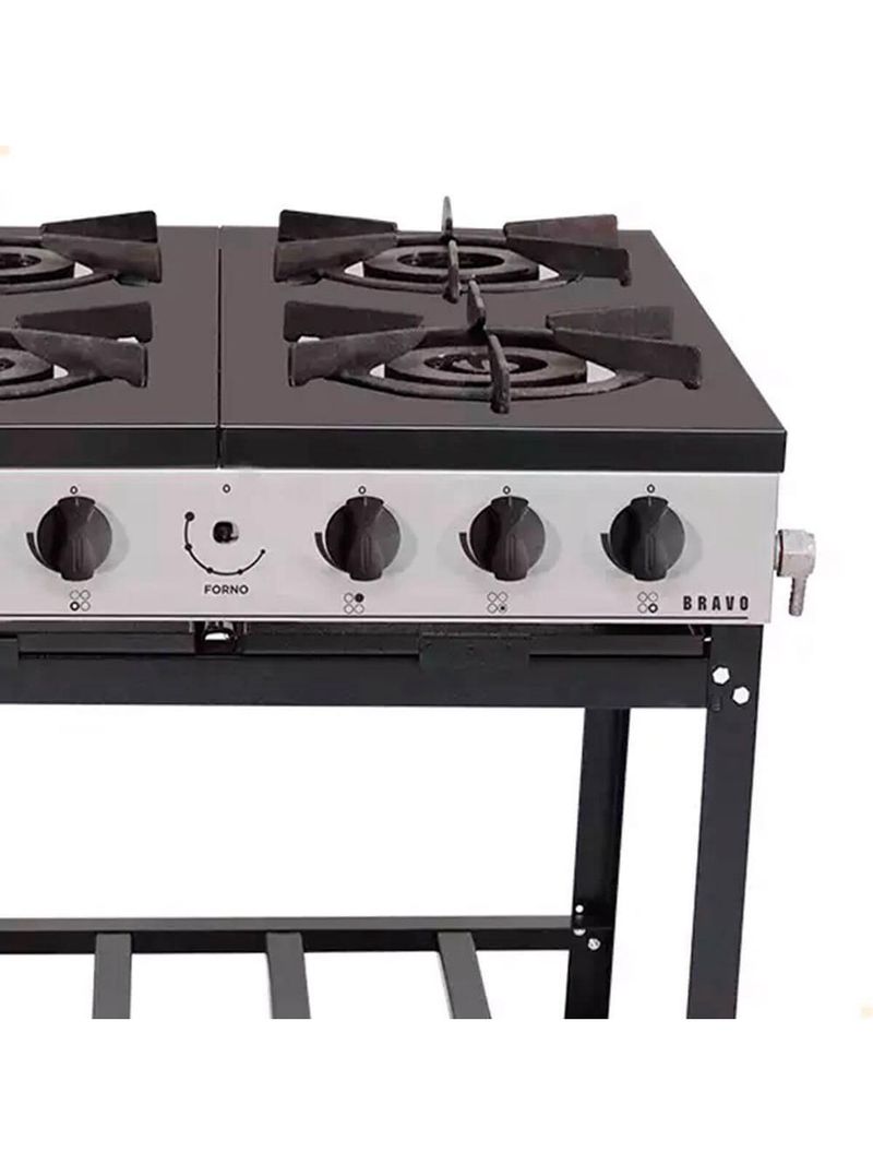 Fogão Industrial Venâncio A Gás Bravo 4 Bocas Cinza Esmaltado Br4b