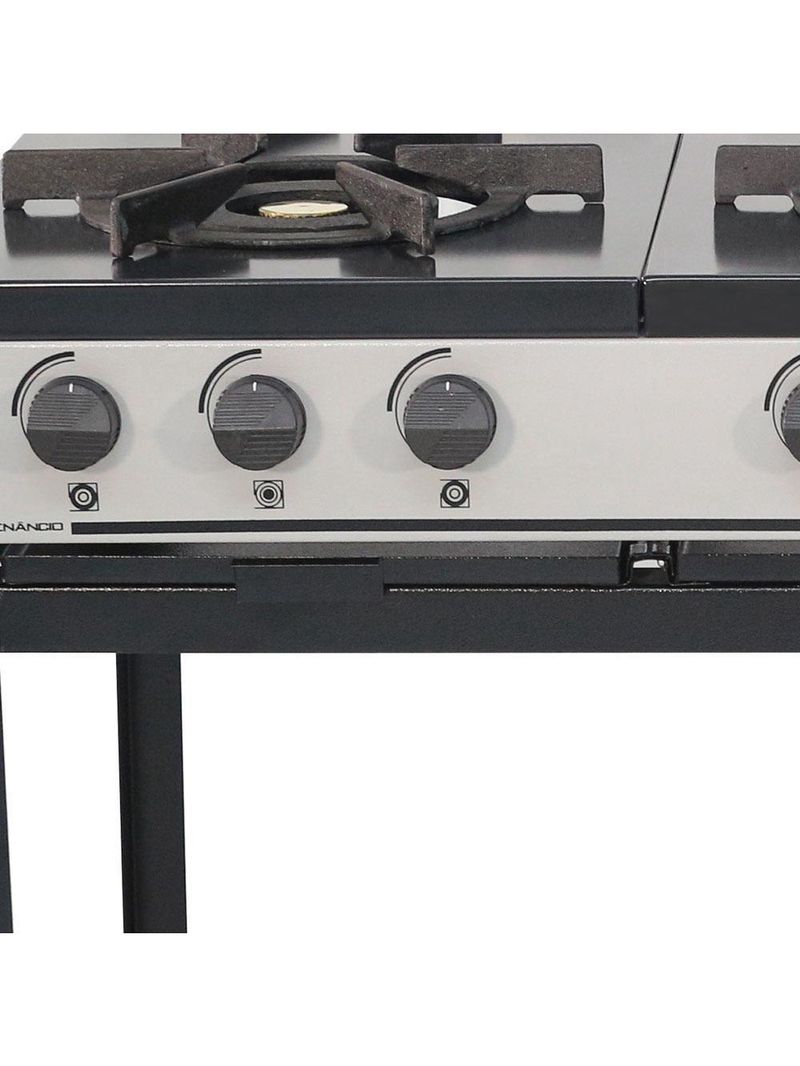 Fogão Industrial 6 Bocas Baixa Pressão Venâncio Linha Bravo Esmaltado Cinza Br6b