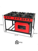 Fogão Industrial Venâncio A Gás Bravo 6 Bocas Com Forno Vermelho Br6bfvm