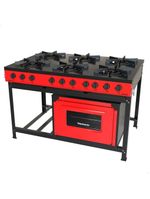 Fogão Industrial Venâncio A Gás Bravo 6 Bocas Com Forno Vermelho Br6bfvm
