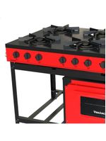Fogão Industrial Venâncio A Gás Bravo 6 Bocas Com Forno Vermelho Br6bfvm