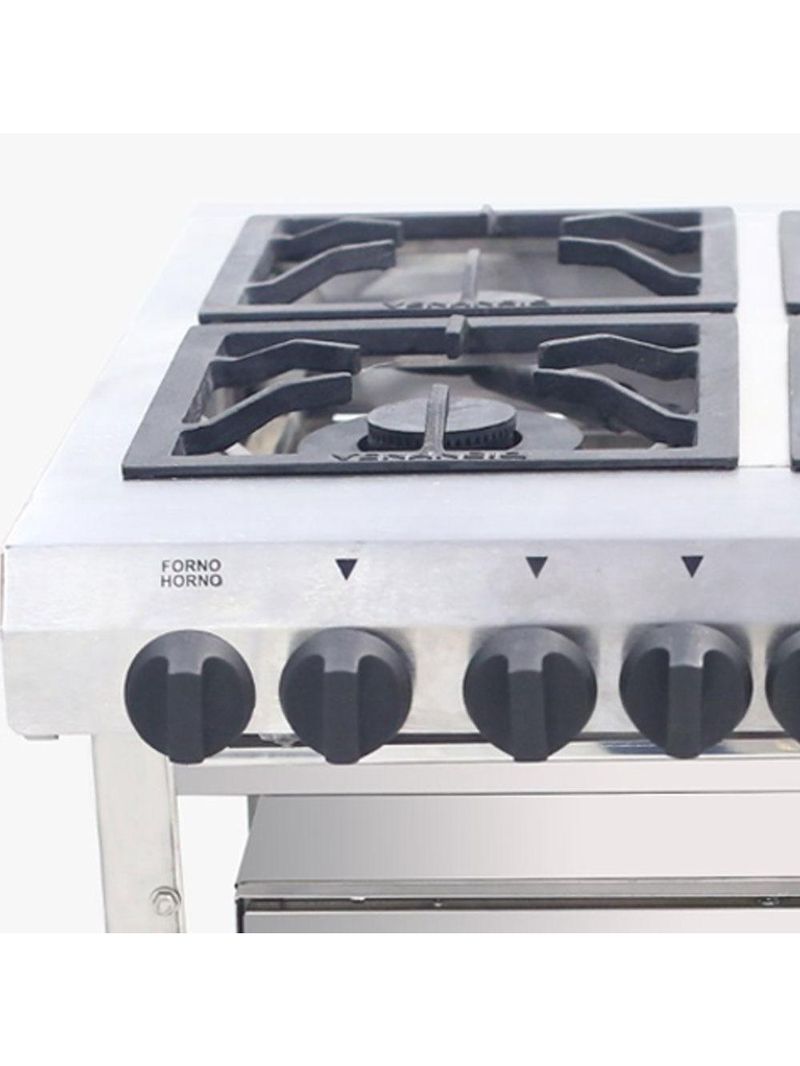 Fogão Industrial Venâncio A Gás Inox Extra 4 Bocas Com Forno Painel Ei4d2f