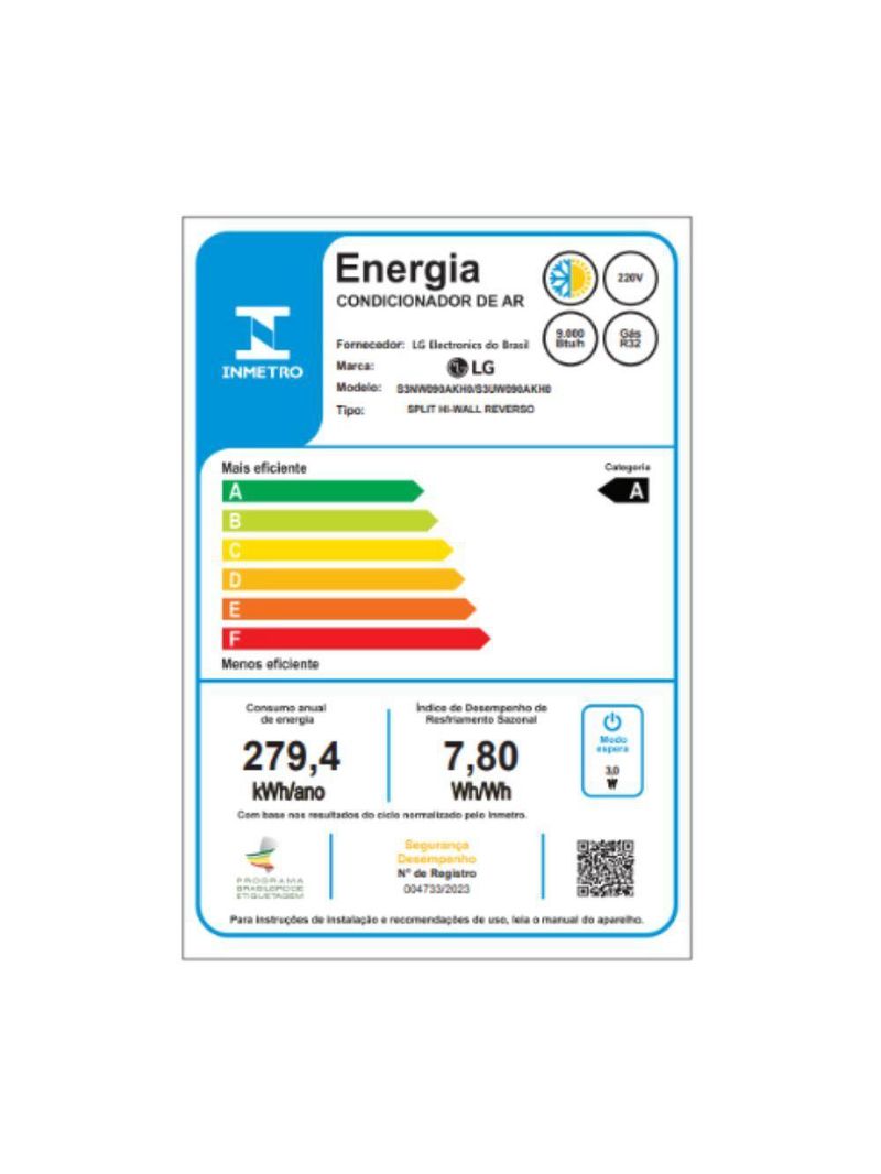 Ar Condicionado LG Dual Inverter AI Air 9000 BTUs Quente e Frio 220V S3-W090AKH0
