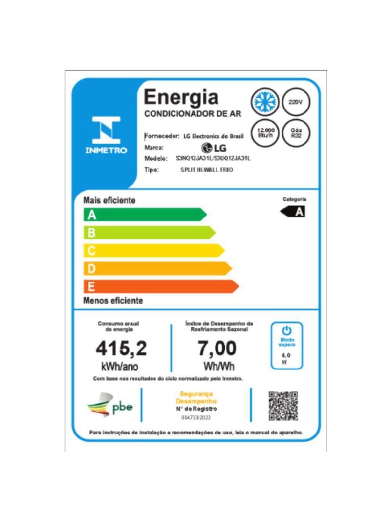 Ar Condicionado Split LG DUAL Inverter AI Voice 12000 BTUs Frio 220V S3-Q12JA31L