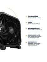 Ventilador circulador de ar britânia bca25a com 3 velocidades e 30w de potência – preto