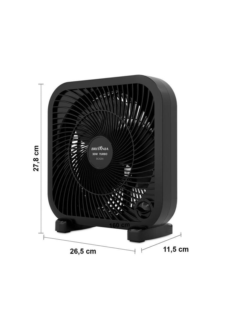 Ventilador circulador de ar britânia bca25a com 3 velocidades e 30w de potência – preto