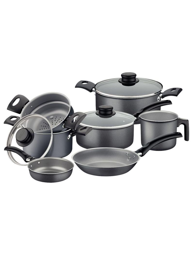 Jogo De Panelas Tramontina Turim Em Alumínio Antiaderente Starflon Grafite 7 Peças