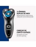 Barbeador Elétrico Mondial Power Shave 3 Lâminas Duplas 5w Be-02 Preto/prata Bivolt