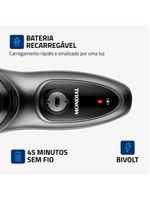 Barbeador Elétrico Mondial Power Shave 3 Lâminas Duplas 5w Be-02 Preto/prata Bivolt