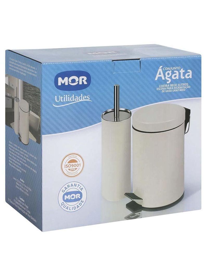 Conjunto ágata Lixeira 3l E Escova Para Vaso Sanitário - Mor