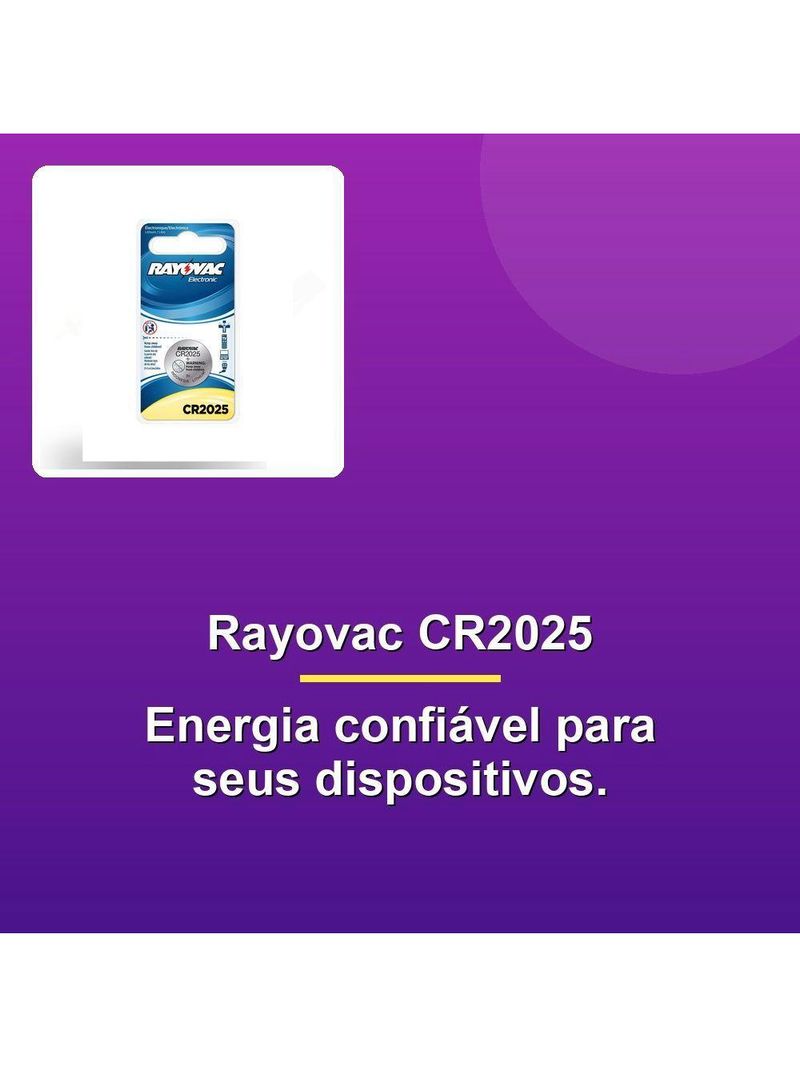 Bateria Lithium Rayovac Cr2025 Botão 3v