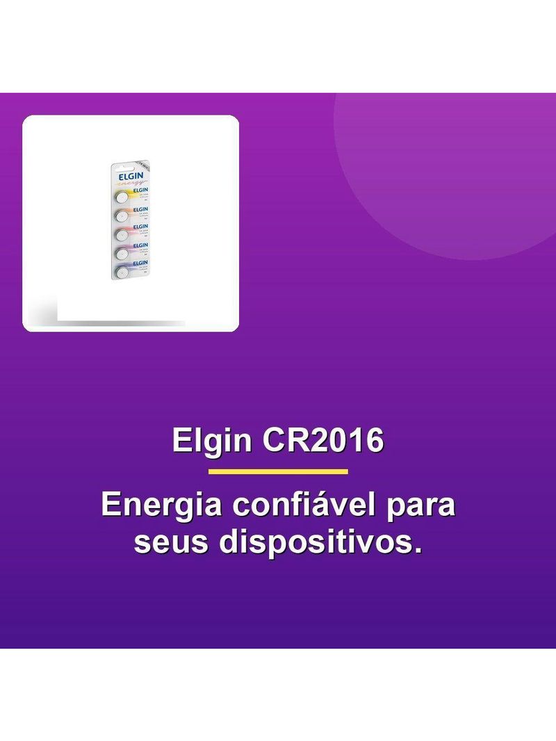 Bateria Lithium Elgin Cr2016 3v C- 5 Unid