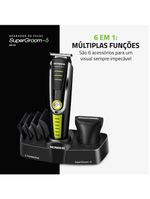 Aparador De Pelos Mondial Super Groom Lâminas Em Aço Inox 6w Bg-04 Preto/verde Bivolt