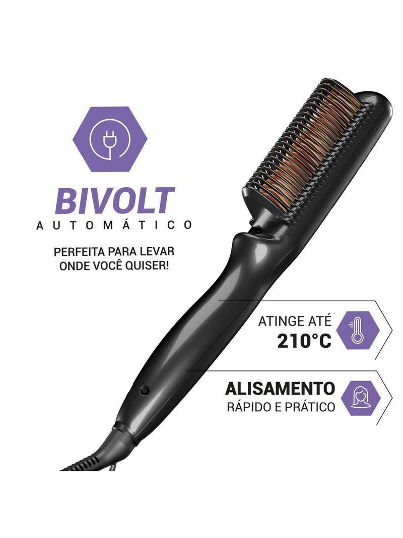 Escova Alisadora Philco Bivolt Revestimento Cerâmica PEA01A Bivolt