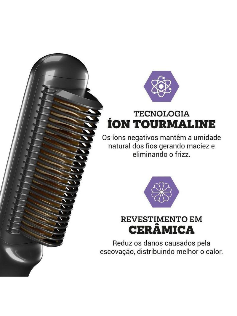 Escova Alisadora Philco Bivolt Revestimento Cerâmica PEA01A Bivolt