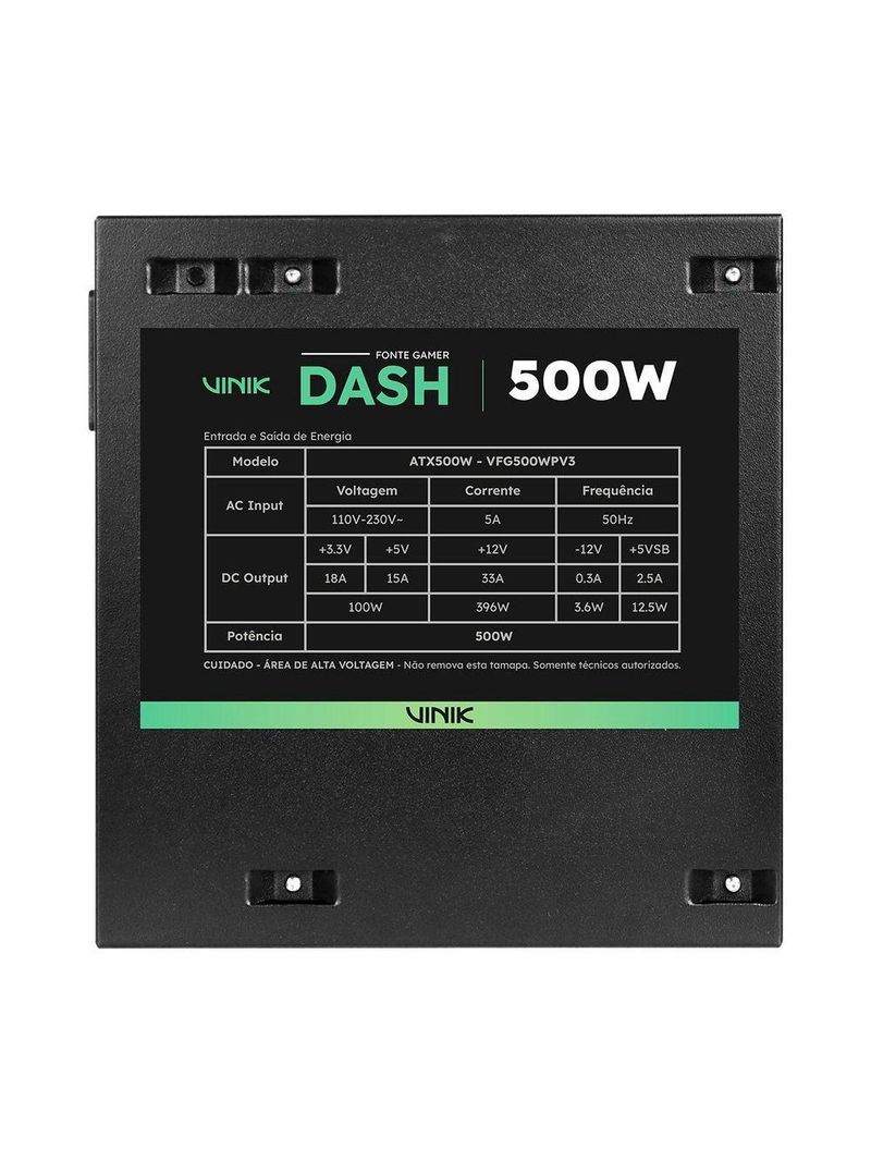 Fonte Gamer Vinik Dash 500w Preto Vfg500wpv3
