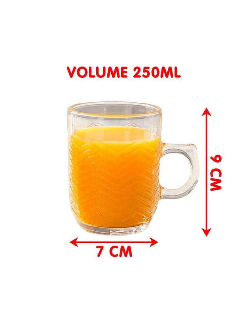 Jogo Copos De Vidro Caneca Xícara De 250ml Conjunto Kit 6pçs