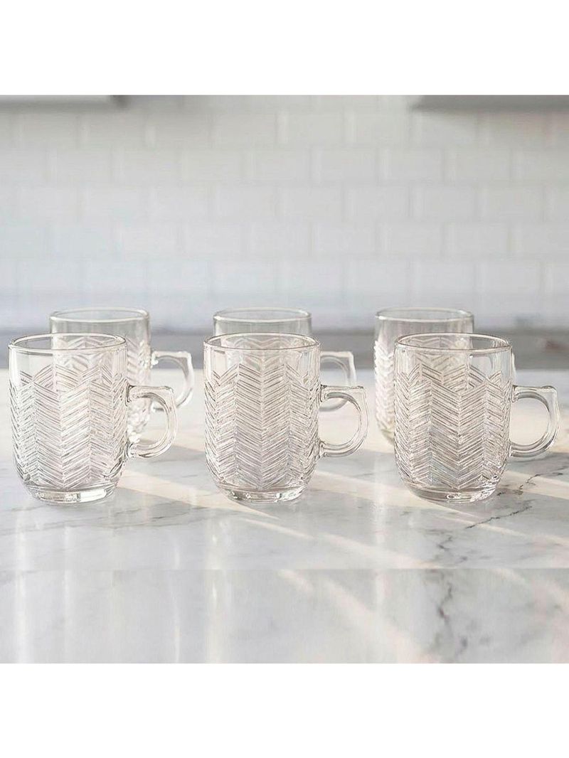 Jogo Copos De Vidro Caneca Xícara De 250ml Conjunto Kit 6pçs