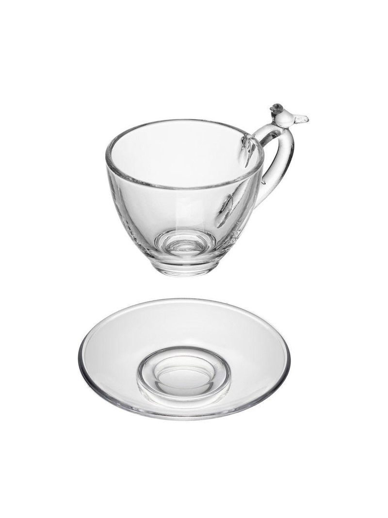 Xícara De Chá De Cristal Ecológico Com Pires Bird 180ml Wolff