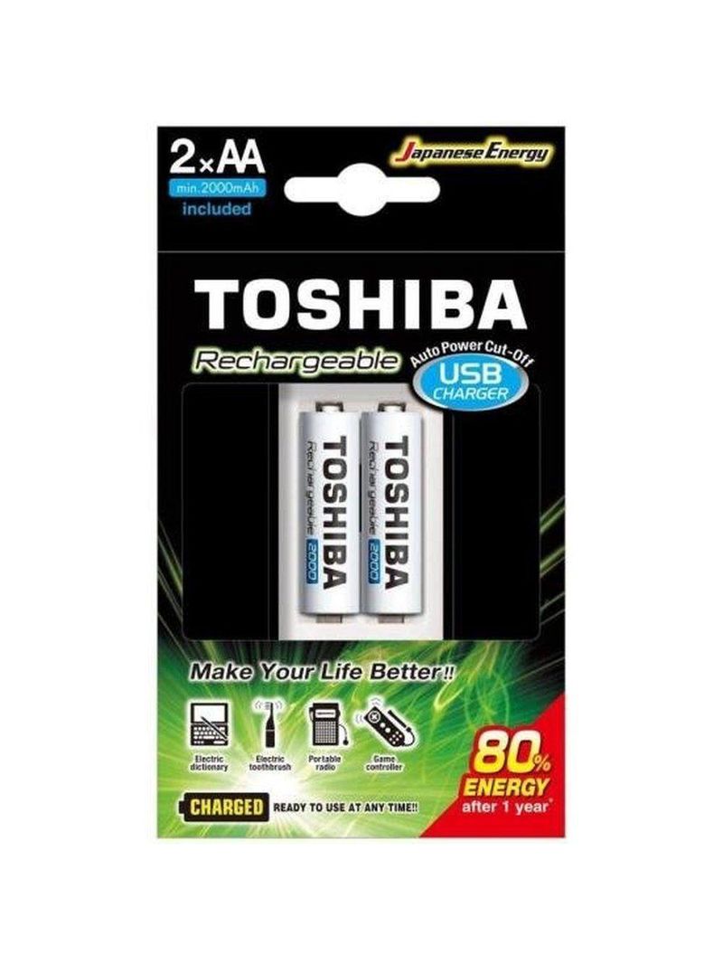 Carregador De Pilha Usb Toshiba 2 Pilhas Aa