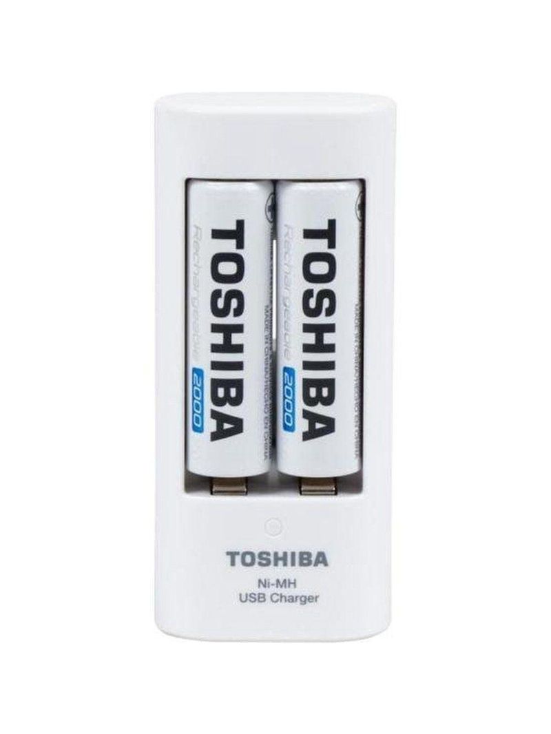 Carregador De Pilha Usb Toshiba 2 Pilhas Aa
