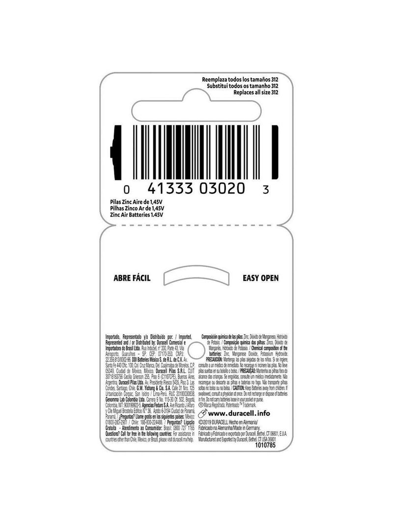 Pilha Auditiva 312 C-6 Unidades