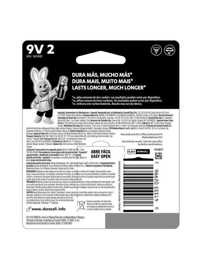 Bateria Alcalina 9v Mn1604 C- 2 Pilhas