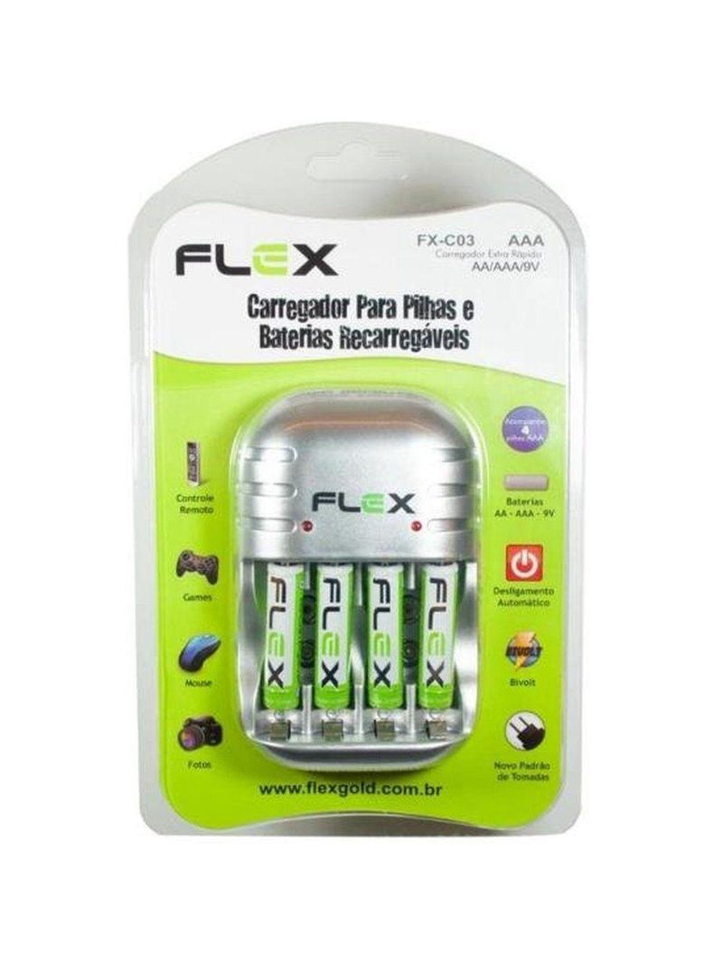 Carregador De Pilhas Aa-aaa-9v Bivolt Flex
