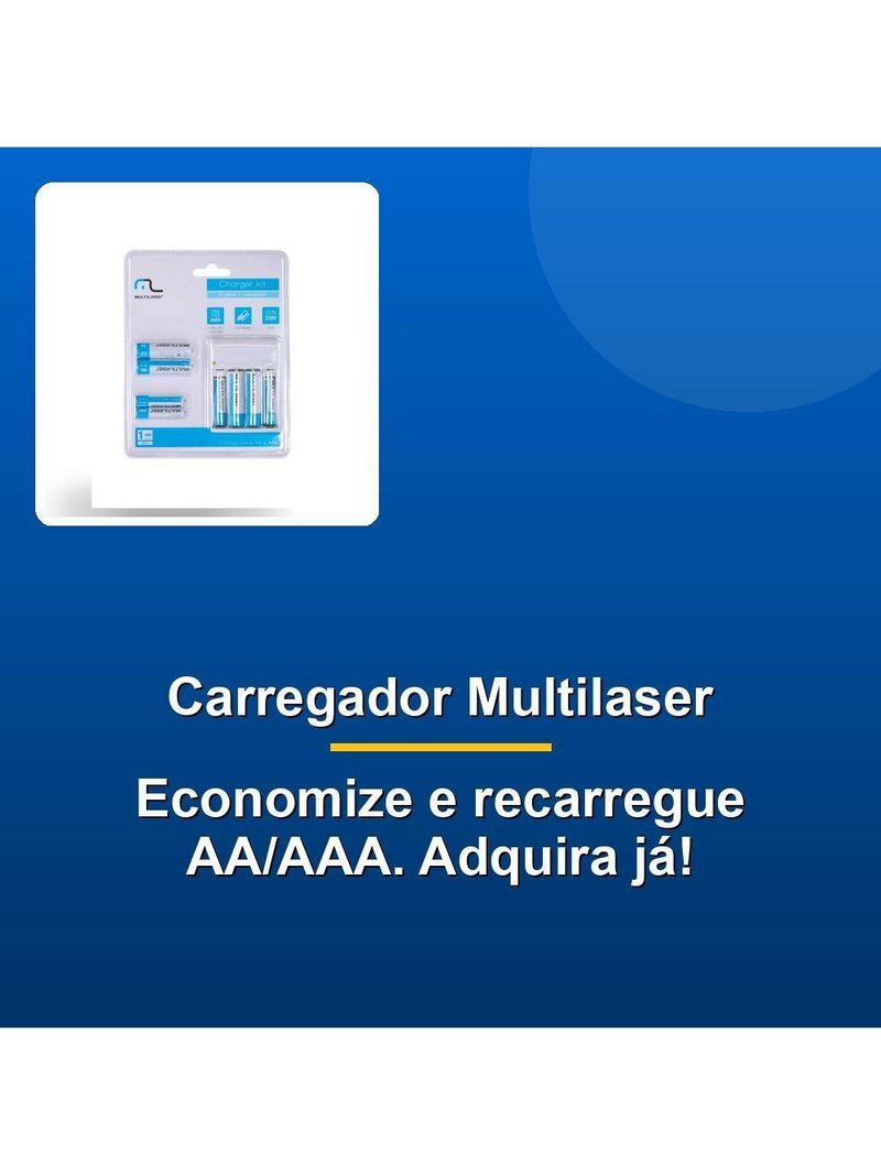 Carregador De Pilhas 4aa-2500mah 4aaa-1000mah Bivolt