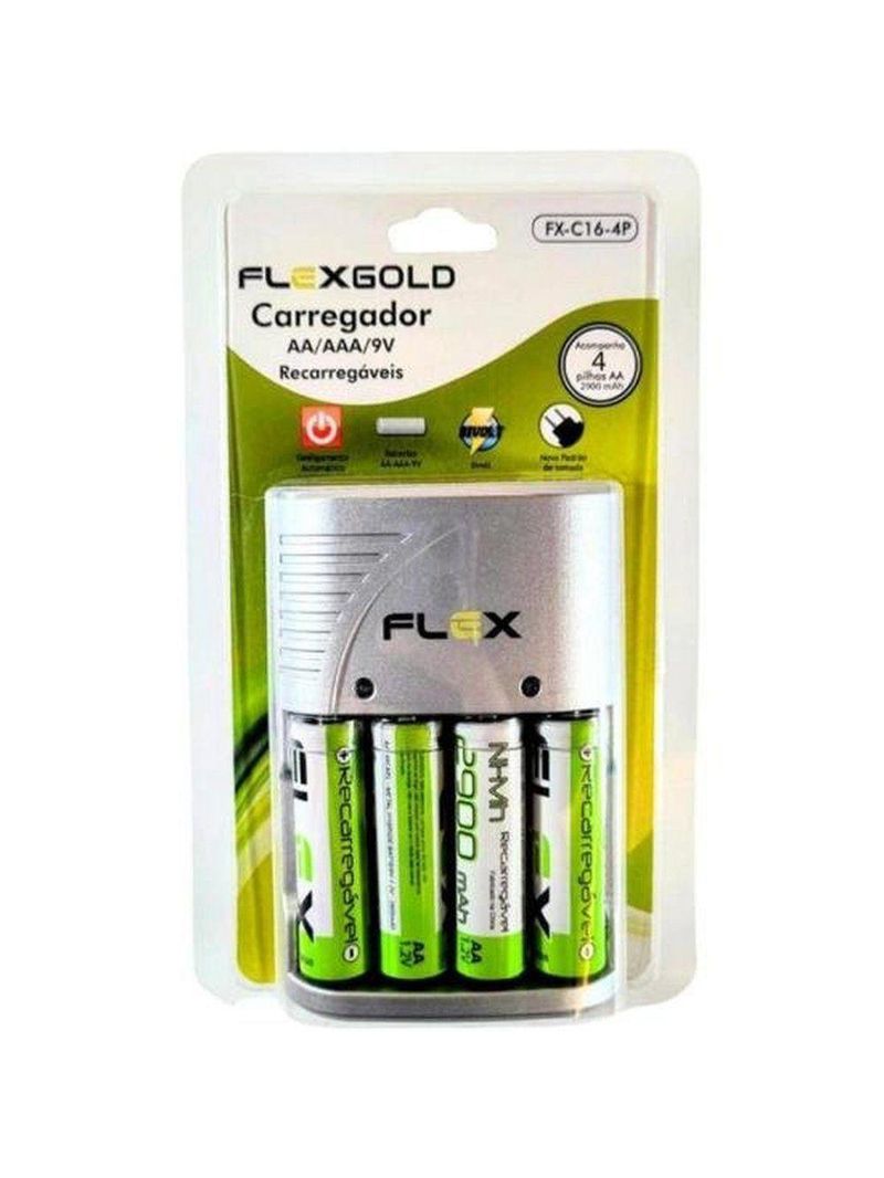 Carregador De Pilhas Aa-aaa-9v Fxc164p Bivolt Flex
