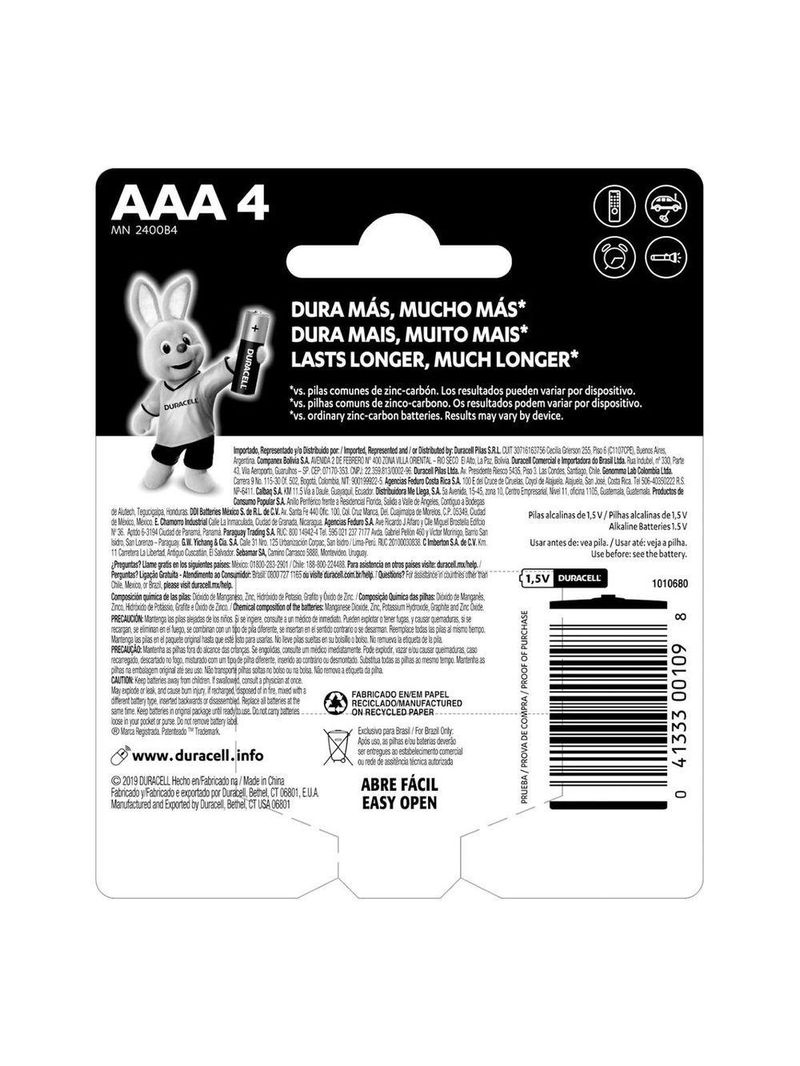 Pilha Alcalina Aaa 1,5v Duracell C-4