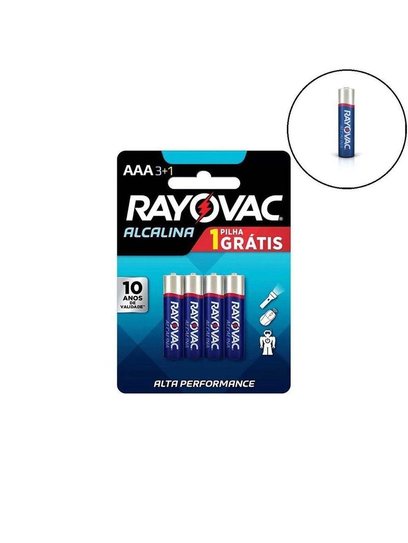 Pilha Alcalina Rayovac Lr03 Aaa C-04 Leve4 Pague3