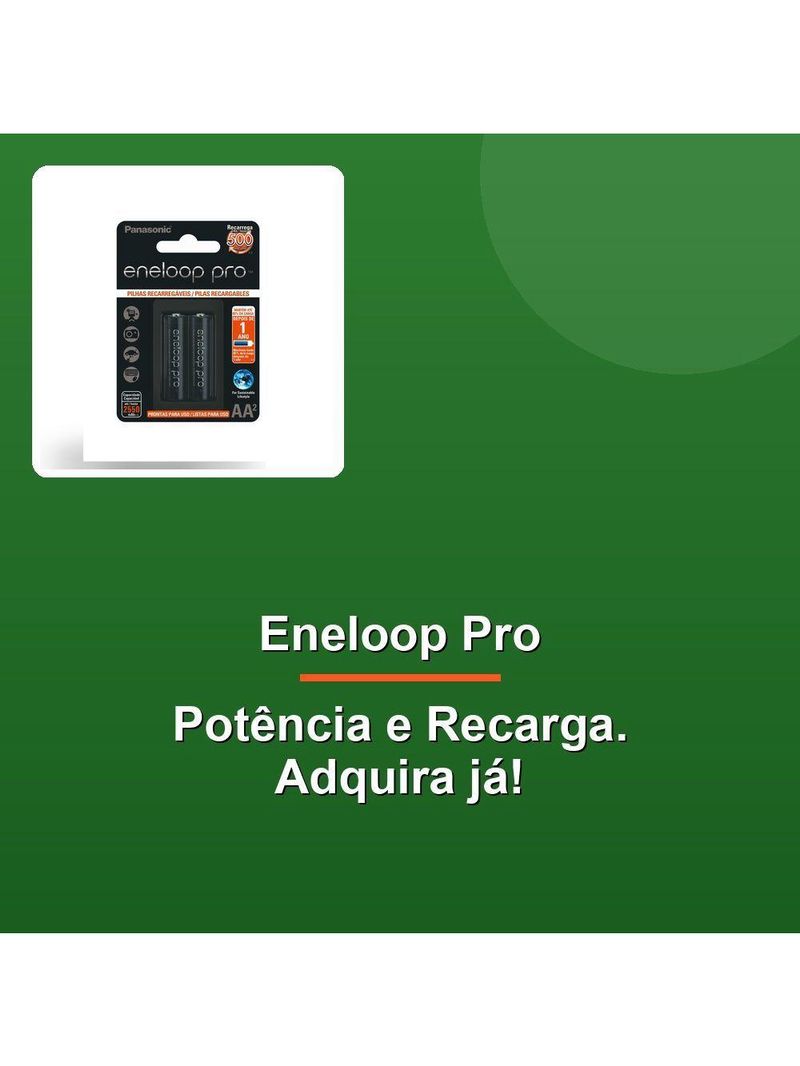 Pilha Recarregável Eneloop Pro Aa 2550mah Blister Com2