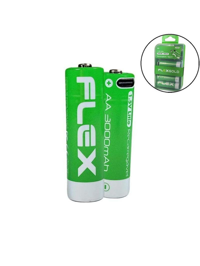 Pilha Recarregável Aa 15v 3000mah C-4 Pilhas Flex