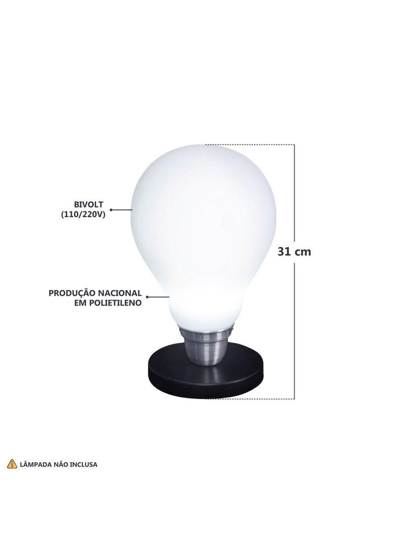 Luminária Lâmpada 3d De Mesa Branca Com Base Bivolt
