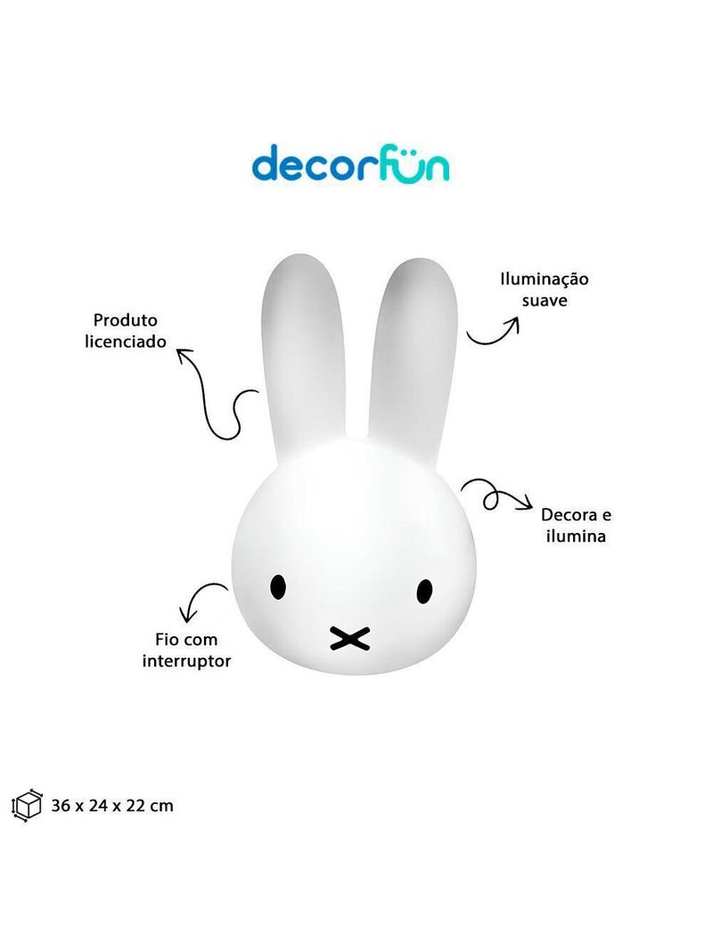 Luminária De Mesa Com Fio Bunny Miffy Colors