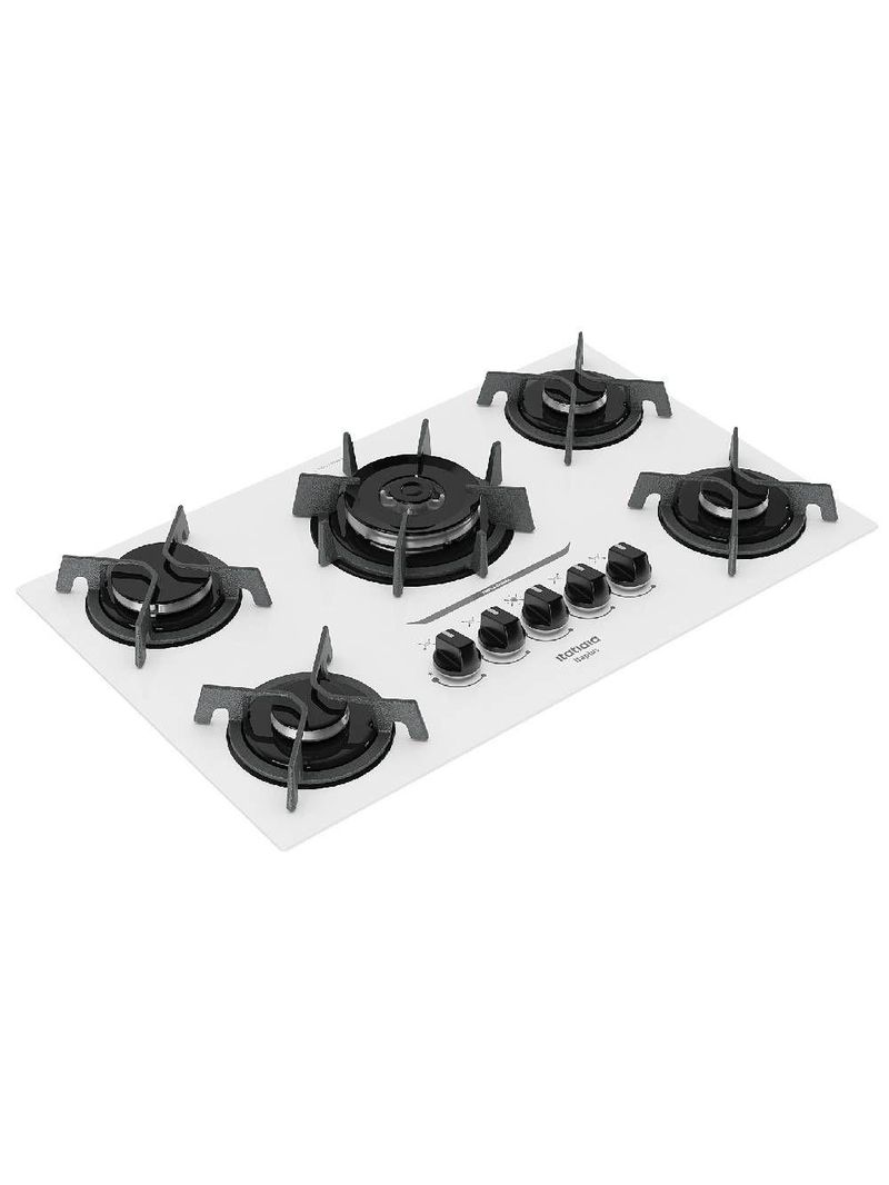 Cooktop Itatiaia Itaplus 5 Bocas Vidro Branco Tripla Chama Bivolt (3700000495)