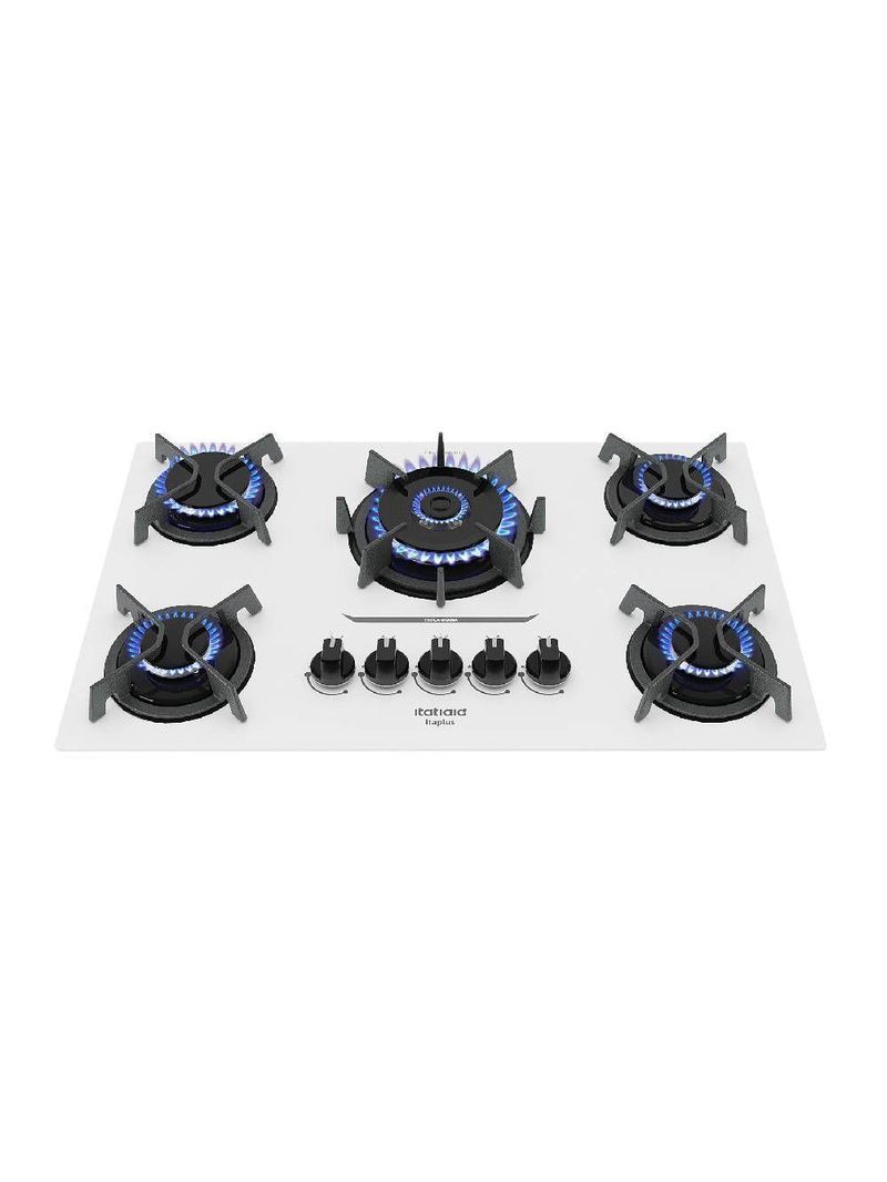 Cooktop Itatiaia Itaplus 5 Bocas Vidro Branco Tripla Chama Bivolt (3700000495)