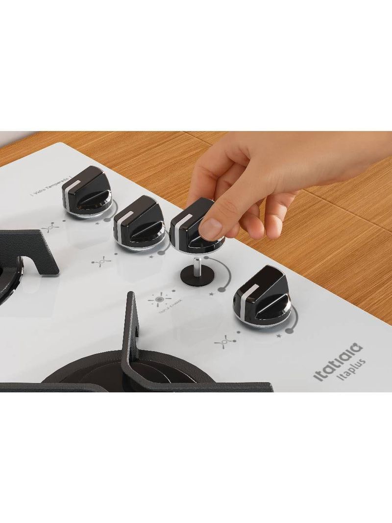 Cooktop Itatiaia Itaplus 4 Bocas Vidro Branco Tripla Chama Bivolt (3700000493)