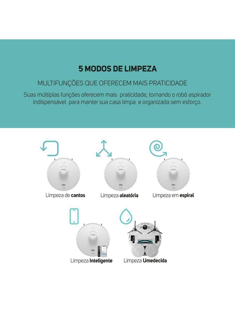 Aspirador De Pó Robo Wap Robot W4000 3 Em 1 Smart 220V