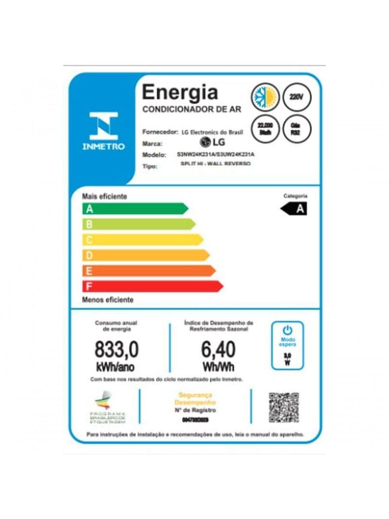 Ar Condicionado Hi Wall LG Dual Inverter Voice 24000 Btus Quente e Frio 220V R-32