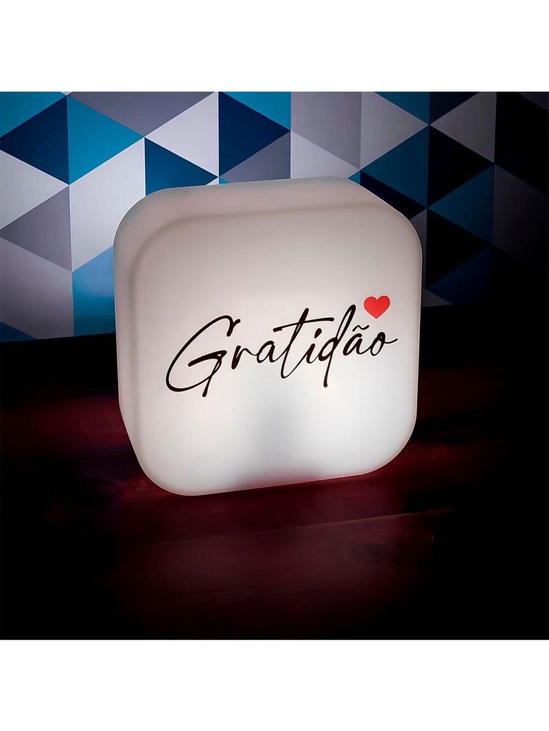 Luminária Box Gratidão Para Mesa Ou Parede Iluminação Indireta