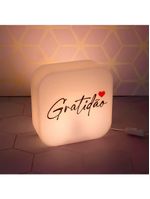 Luminária Box Gratidão Para Mesa Ou Parede Iluminação Indireta