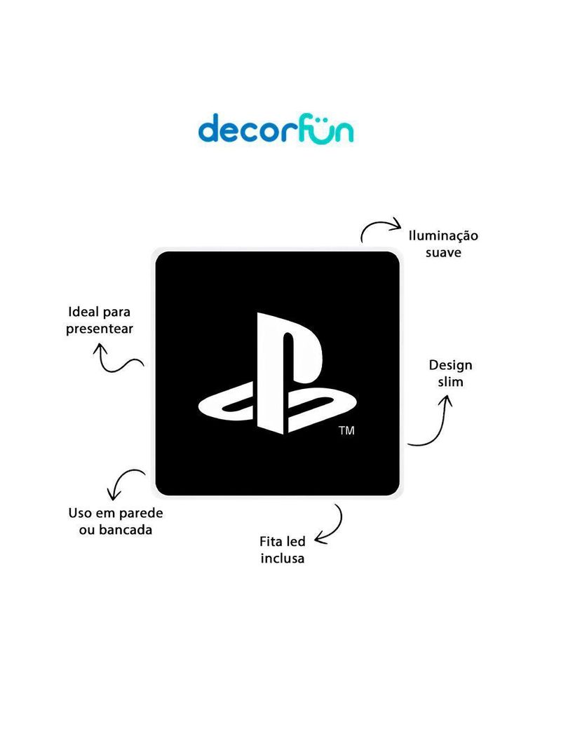 Luminária Slim Box Decoração Setup Playstation Led