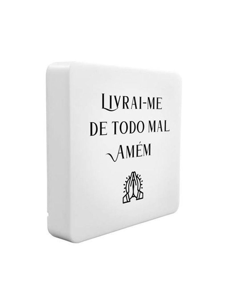 Luminária Box Slim Livrai-me Do Mal Usb