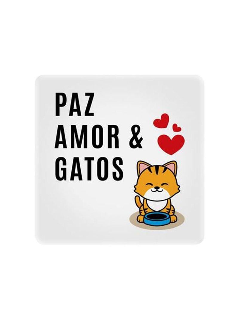 Luminária Box Slim Paz, Amor E Gato Usb