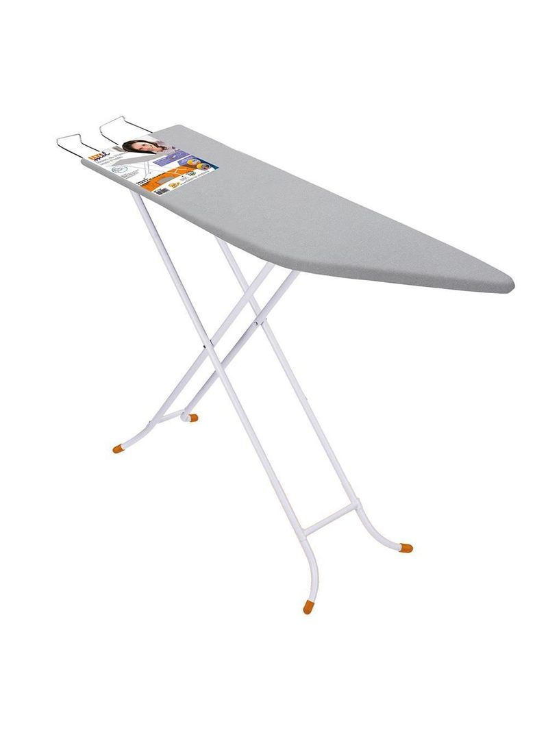 Tábua de passar roupa utimil ajustável com ponta e suporte para ferro – branco/cinza