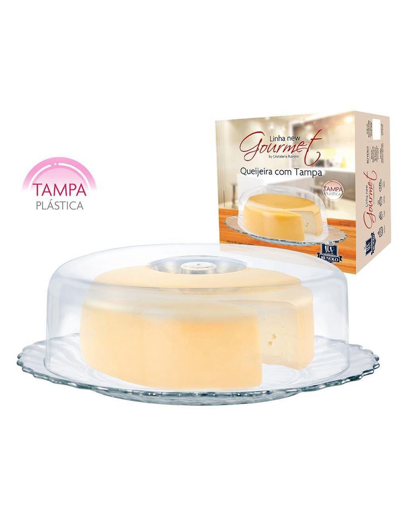Queijeira ruvolo em vidro com tampa acrílico