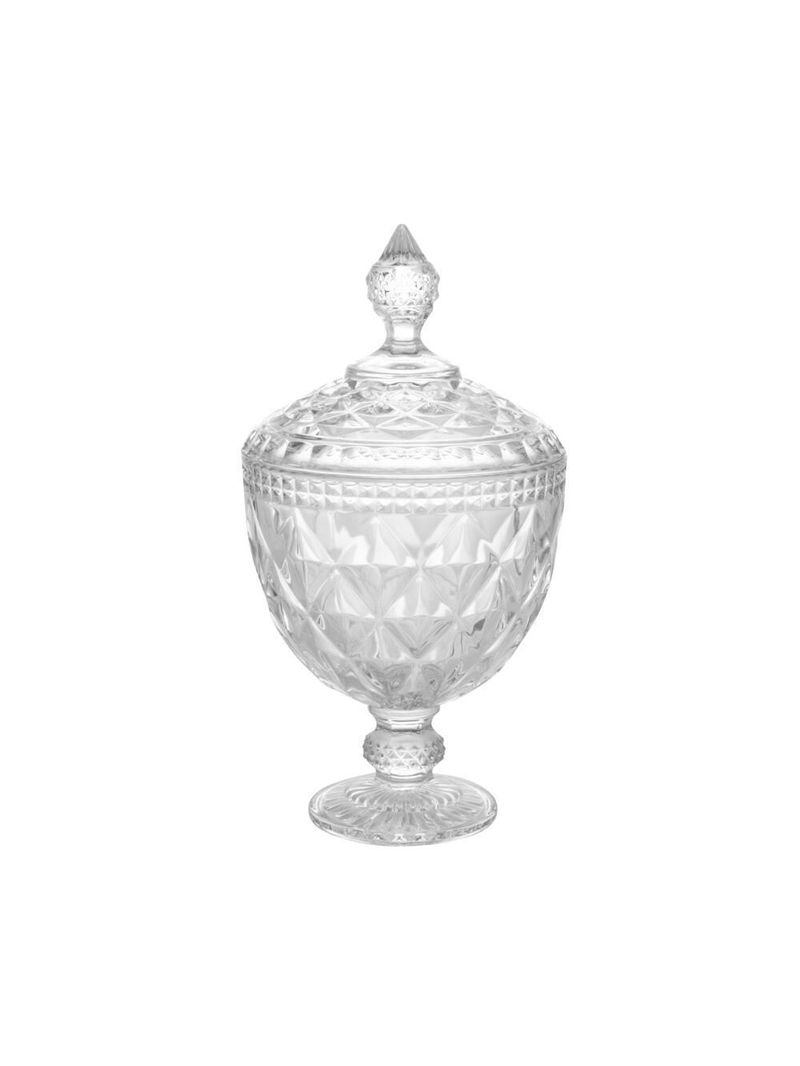 Potiche de cristal lyor diamond com pé - 28x15x15 cm (axlxp)