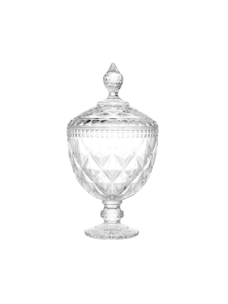 Potiche de cristal lyor diamond com pé - 28x15x15 cm (axlxp)
